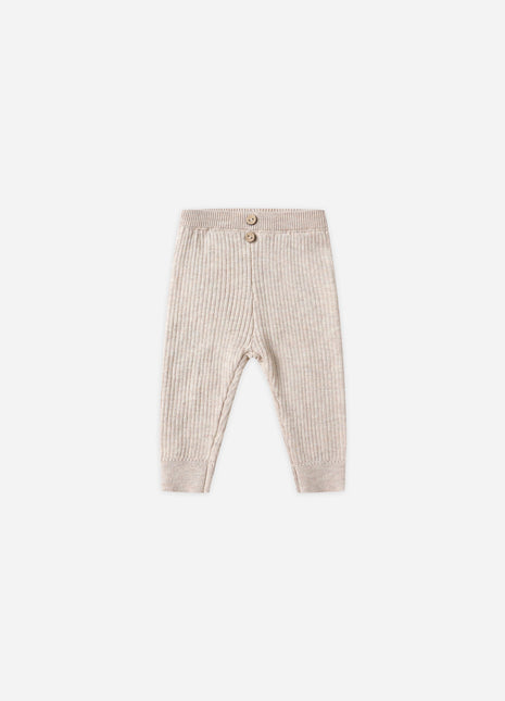 Quincy Mae Rib Knit Legging || Heathered Oatmeal Front