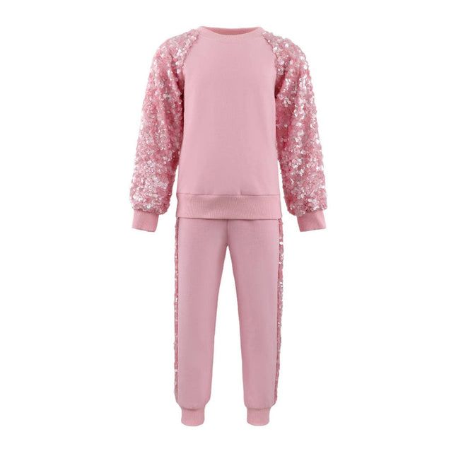 Lola And The Boys Pink Sequin Joggers Set