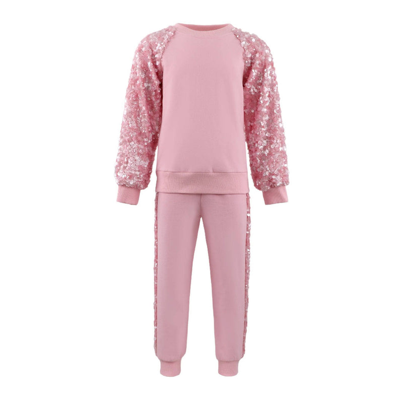 Lola And The Boys Pink Sequin Joggers Set