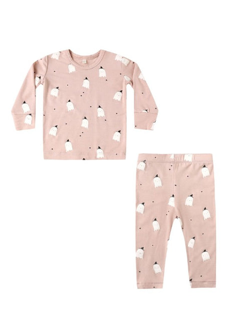 Quincy Mae Bamboo Pajama Set || Pink Ghosts