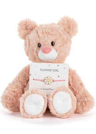 Demdaco Flower Girl Pink Bear - 6in Front 