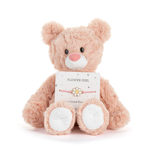 Demdaco Flower Girl Pink Bear - 6in Front 