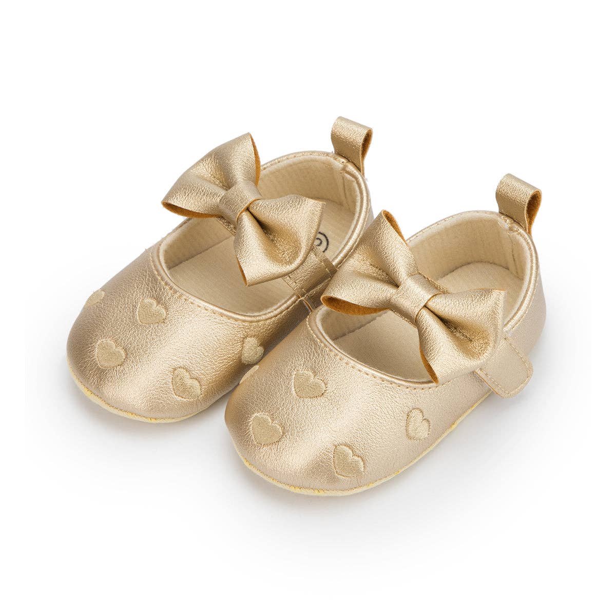 Kids Charm Online Metallic Gold Infant Shoes with Velcro. HMZ161G