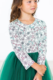 Model Wearing Mila & Rose Mints & Mistletoe L/S Tutu Dress