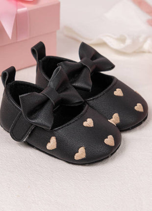 Kids Charm Online Black W/Gold Heart Infant Shoes with Velcro. HMZ1615