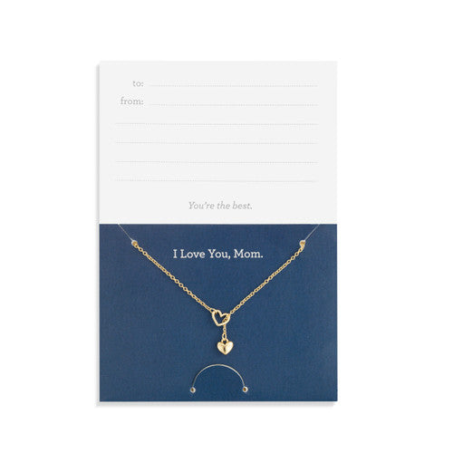 Demdaco I Love You Mom Floral Card & Gold Necklace-16in