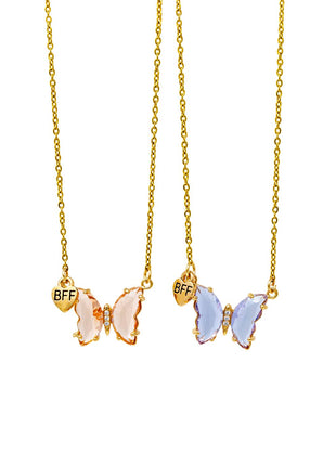 ZOMI GEMS Girls Best Friends Bff Crystal Butterfly Necklace Set