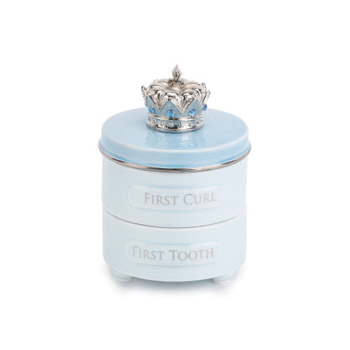 Demdaco Blue Prince Crown First Tooth & Curl Keepsake Box