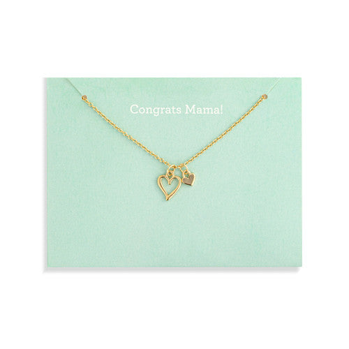 Demdaco "Congrats Mama" Floral Card & Gold Necklace - 16in