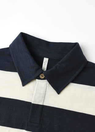 Rylee & Cru Rugby Polo || Navy Stripe Details