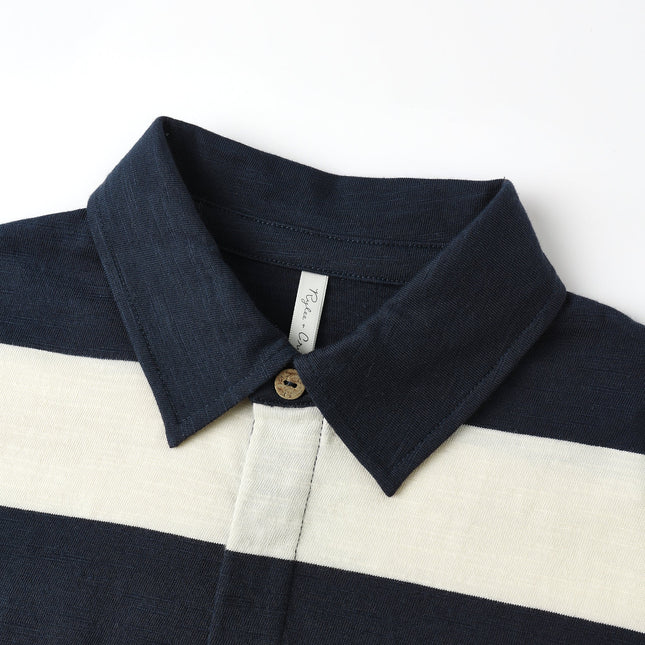 Rylee & Cru Rugby Polo || Navy Stripe Details