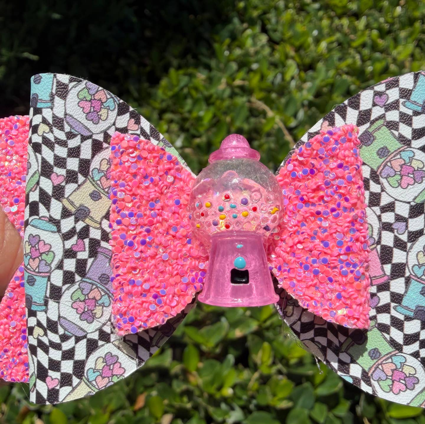 Four Little Lemons 4" Hot Pink Retro Bubble Gum Vegan Leather Bow