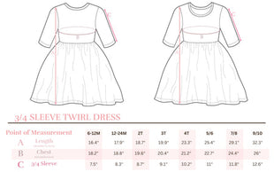 Mila & Rose Twirl Dress Size Chart