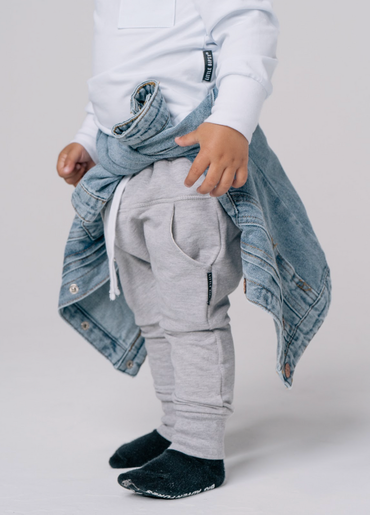 Model Wearing Little Bipsy Jogger - Grey