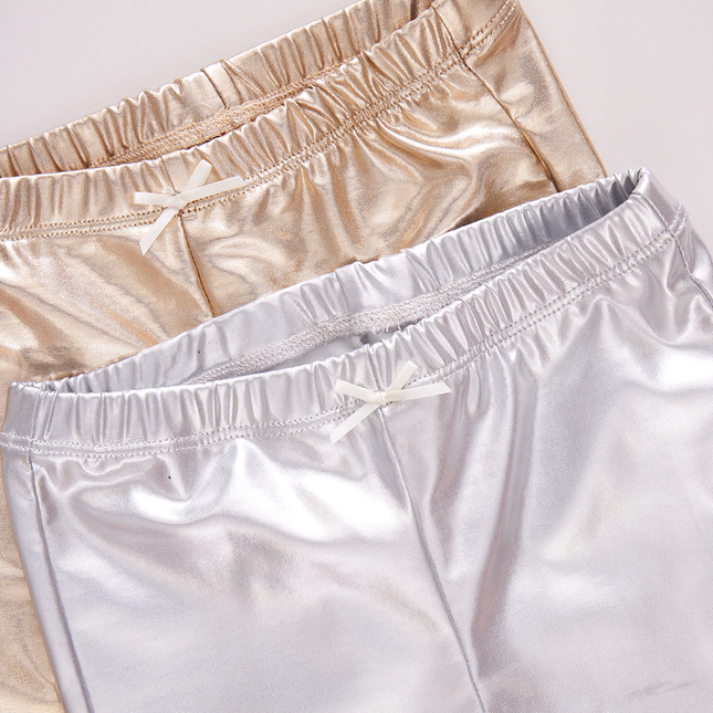 Pink Chicken Girls Lame Leggings Gold & Silver 