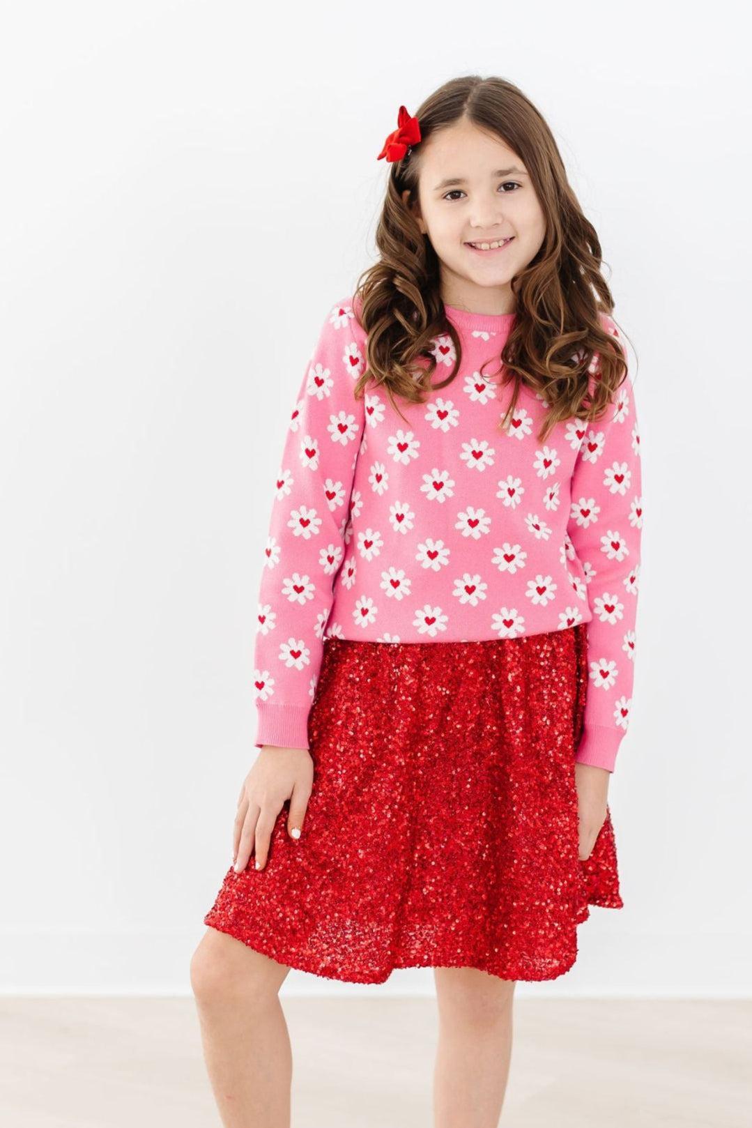 Model Wearing Mila & Rose Daisy Delight Sweater
