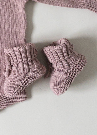 Pine Kids Knit Booties - Vintage Rose