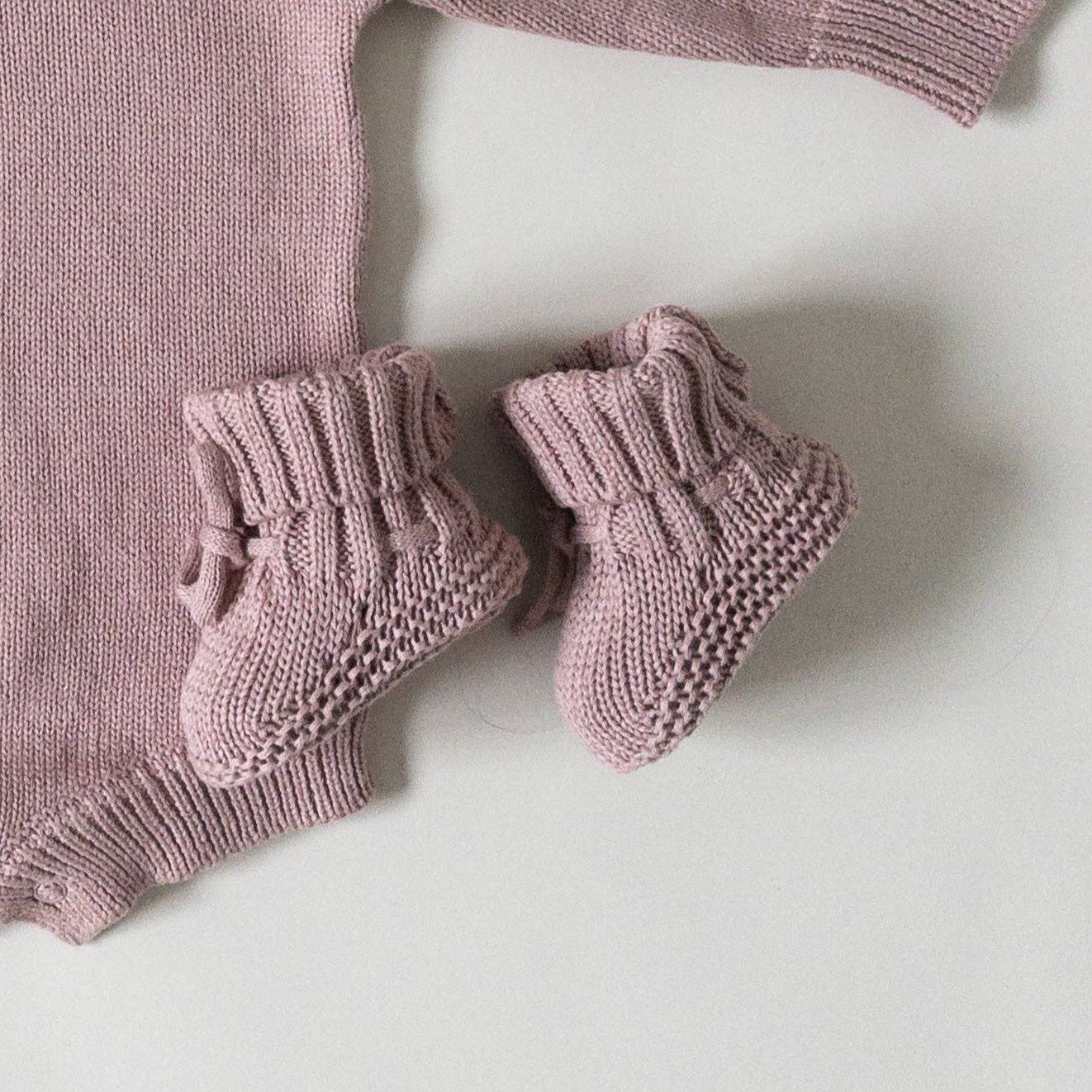 Pine Kids Knit Booties - Vintage Rose
