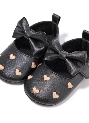 Kids Charm Online Black W/Gold Heart Infant Shoes with Velcro. HMZ1615