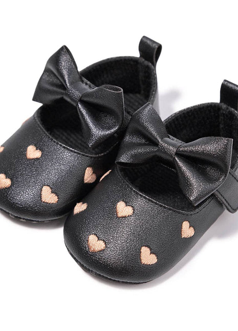 Kids Charm Online Black W/Gold Heart Infant Shoes with Velcro. HMZ1615