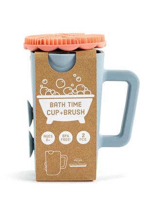 Demdaco Pink Bathtime Brush + Blue Cup