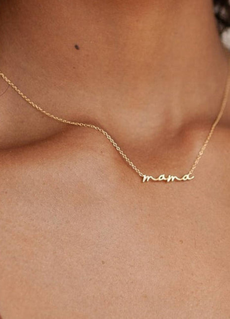 Pearhead Gold Tiny Mama Script Necklace