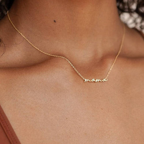 Pearhead Gold Tiny Mama Script Necklace