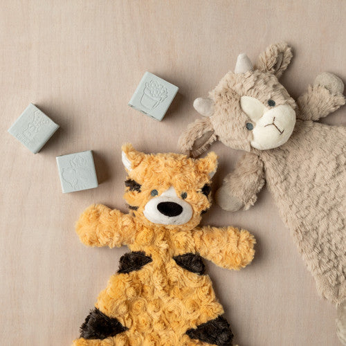 Demdaco Tobias Tiger Rattle Blankie & Gilda Goat Rattle Blankie