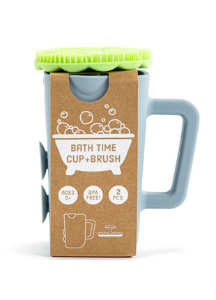 Demdaco Green Bathtime Brush + Blue Cup