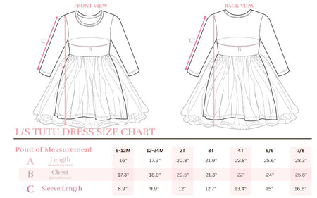 Mila & Rose Tutu Dress Size Chart