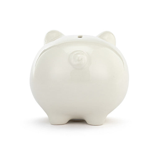 Demdaco Neutral Ceramic Classic Piggy Bank - 7x5.5x6in