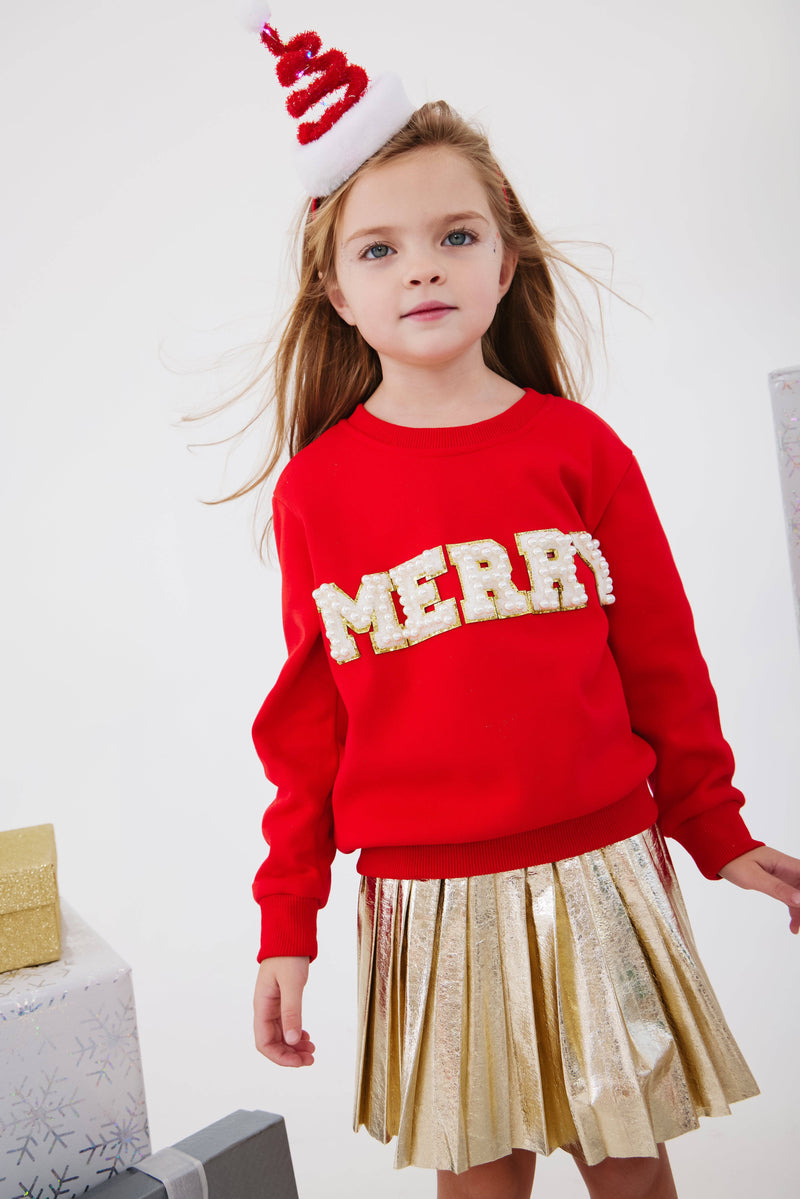 Lola And The Boys Merry Pearl Sweatshirt - Red