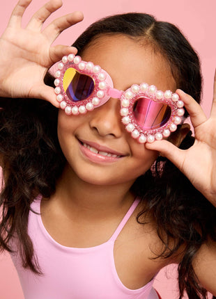 Model Wearing Super Smalls Heartfelt Super Goggles