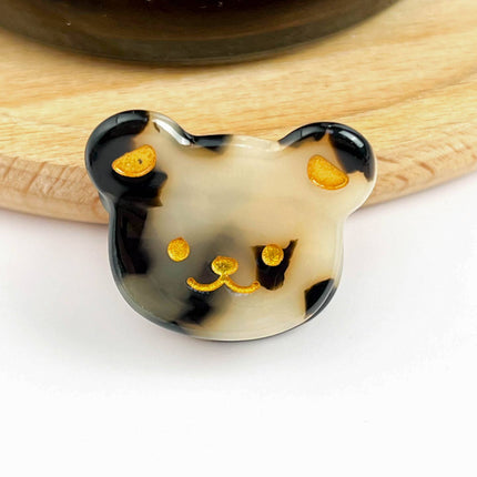 My Diva Soap Cute Bear Head Mini Claw Clip, Acetate Children's Hair Clip - Leopard