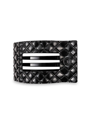 Teleties Flat Rectangle Hair Clip | Small | Jet Black Quilted