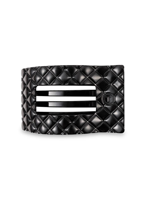Teleties Flat Rectangle Hair Clip | Small | Jet Black Quilted