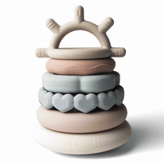 Ali + Oli Silicone Stacking Ring Sensory Play Tower Toy (6-pc) Sun
