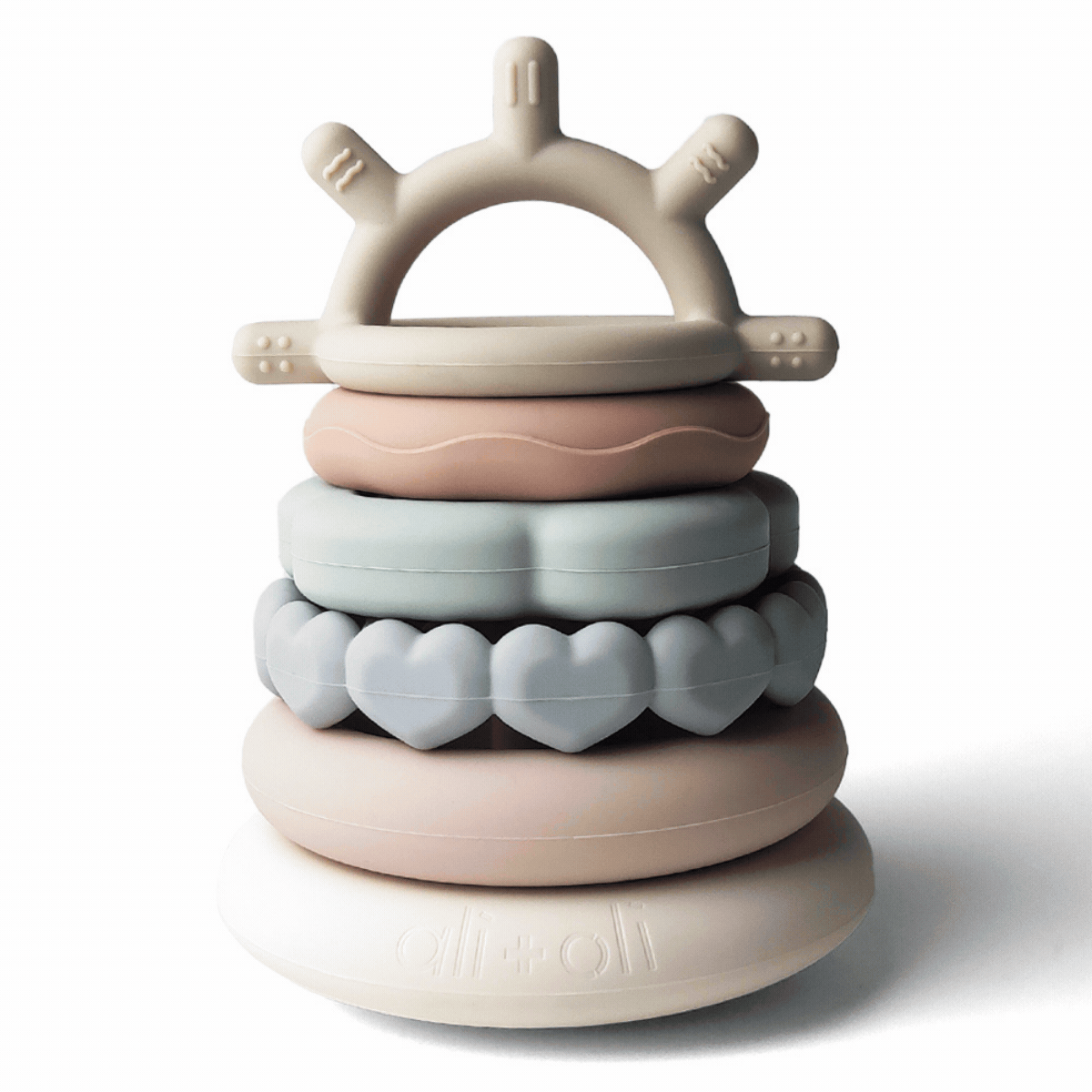Ali + Oli Silicone Stacking Ring Sensory Play Tower Toy (6-pc) Sun