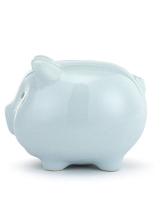 Demdaco Blue Ceramic Classic Piggy Bank - 7x5.5x6in