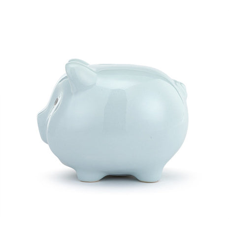 Demdaco Blue Ceramic Classic Piggy Bank - 7x5.5x6in