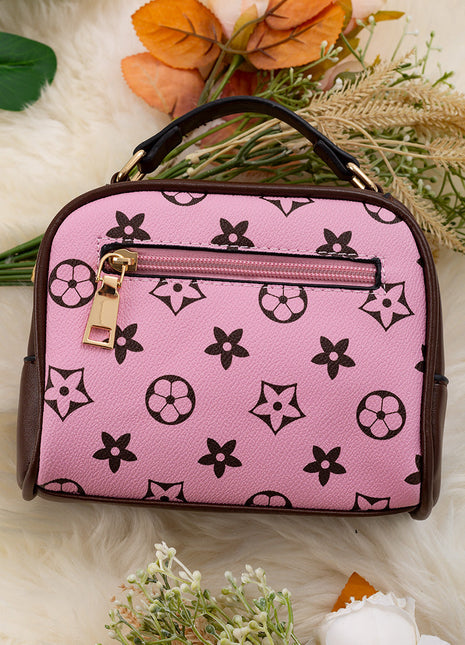 Kids Charm Online Pink with brown trim crossbody satchel. BBG65203029 M
PINK/BROWN TRIM