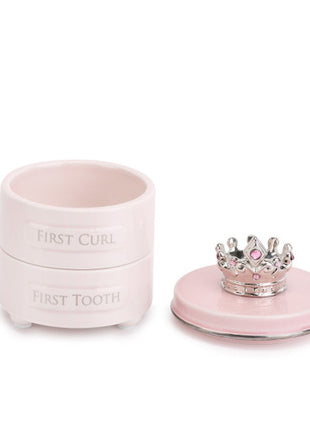 Demdaco Pink Princess Crown First Tooth & Curl Keepsake Box