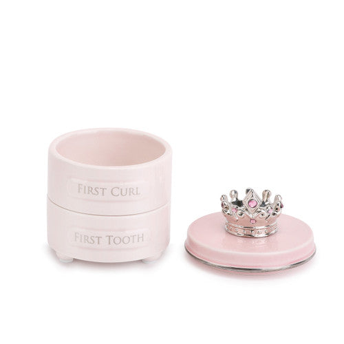 Demdaco Pink Princess Crown First Tooth & Curl Keepsake Box