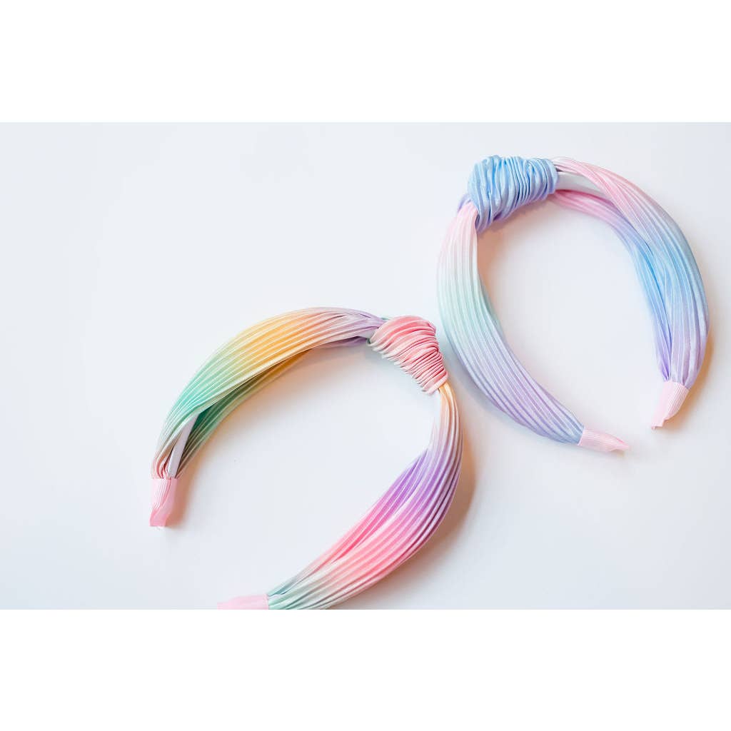 Cheeky Plum Pleated Ombre Knot Headband - Rainbow
