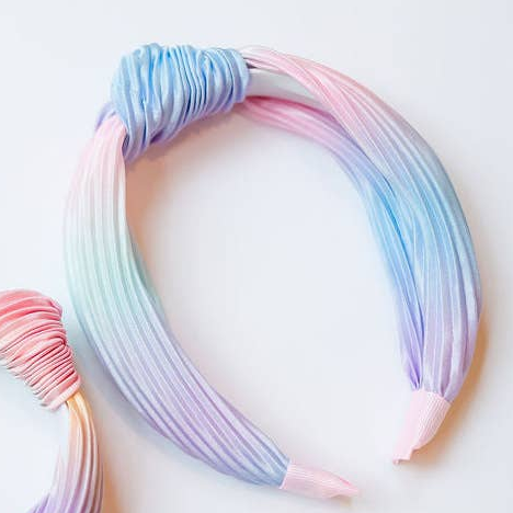 Cheeky Plum Pleated Ombre Knot Headband - Rainbow