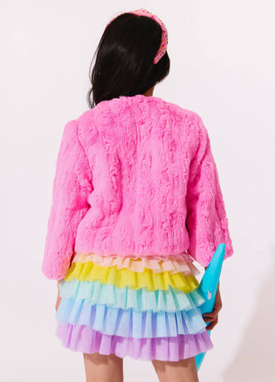 Model Wearing Lola And The Boys Cutie Charms Faux Fur