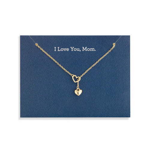 Demdaco I Love You Mom Floral Card & Gold Necklace-16in
