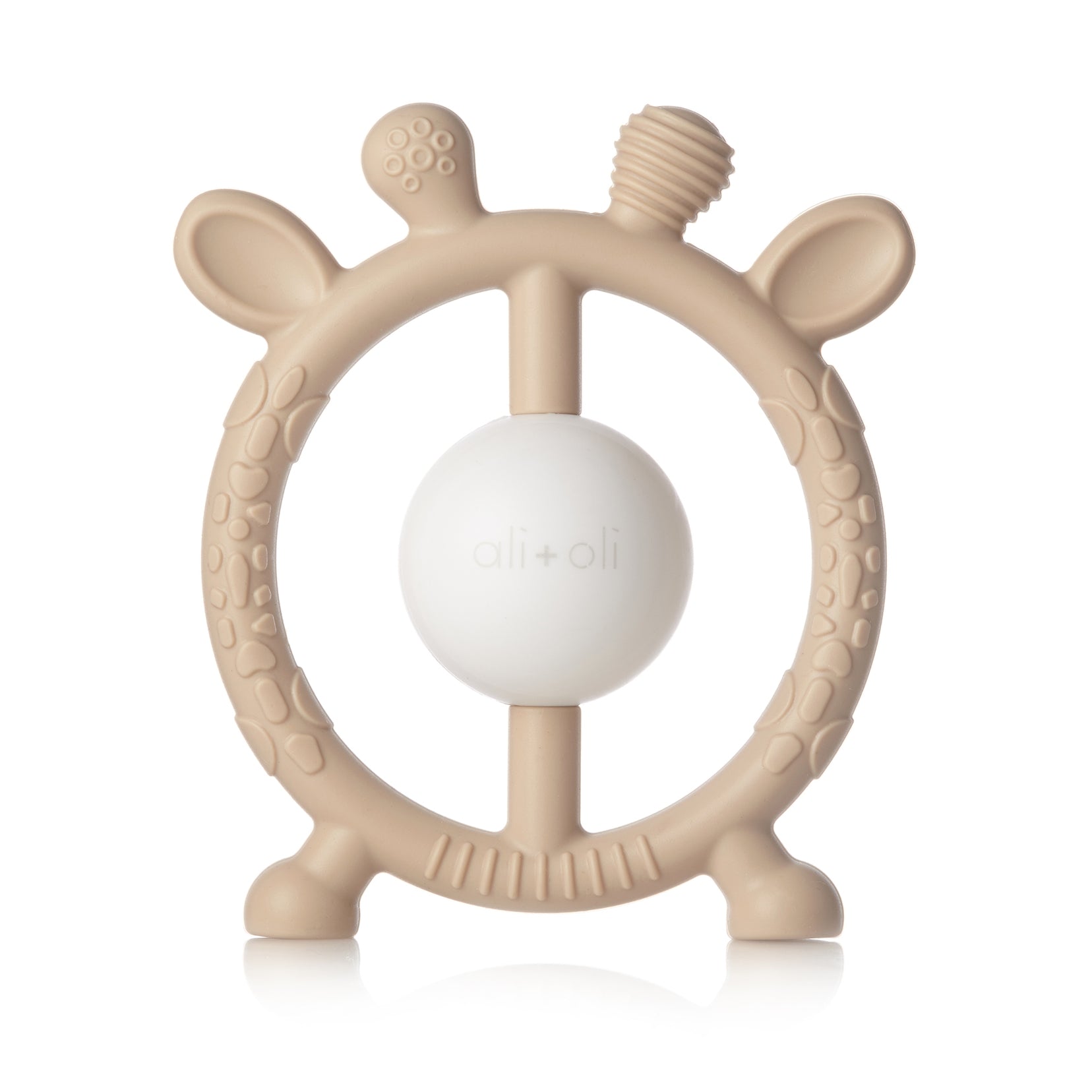 Ali + Oli Giraffe Teether & Rattle Food-Grade Silicone Toy (Taupe)