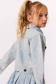 Model Wearing Lola And The Boys Sparkle Bows Denim Jacket