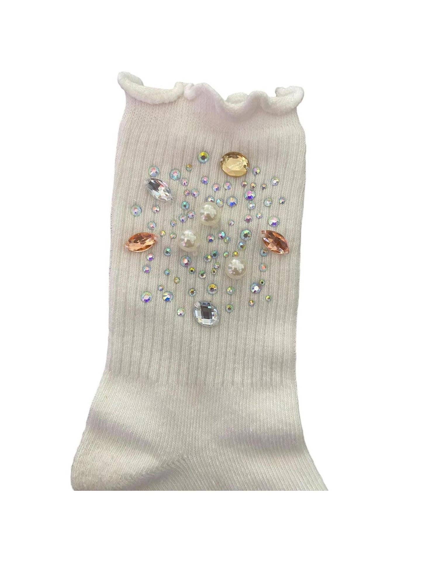 Three Wildflower Designs Silver and Gold Gem High Socks